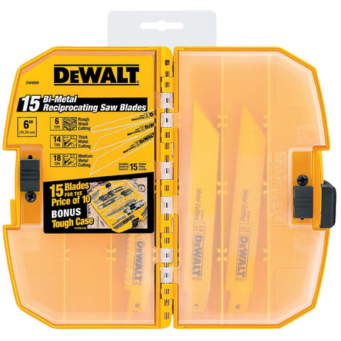 DEWALT DW4890 15-Piece Reciprocating Saw Blade Tough Case Set